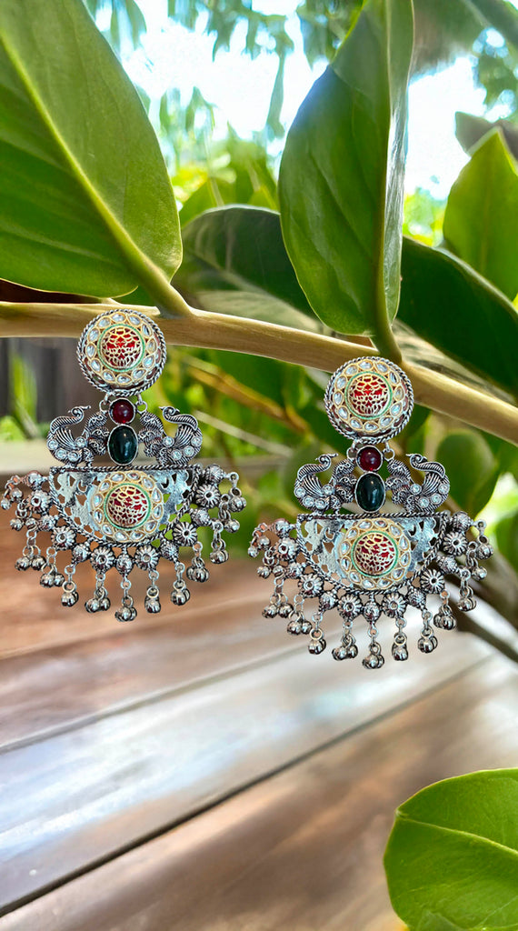 Traditional Silver Gold Chandbali Earrings