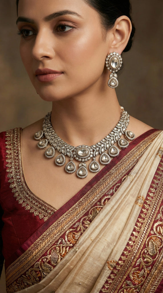 White Stone AD Necklace Set