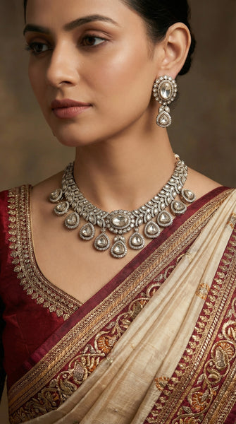 White Stone AD Necklace Set