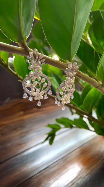 Silver Pearly AD Earrings