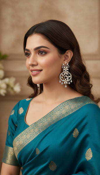 Silver Pearly AD Earrings