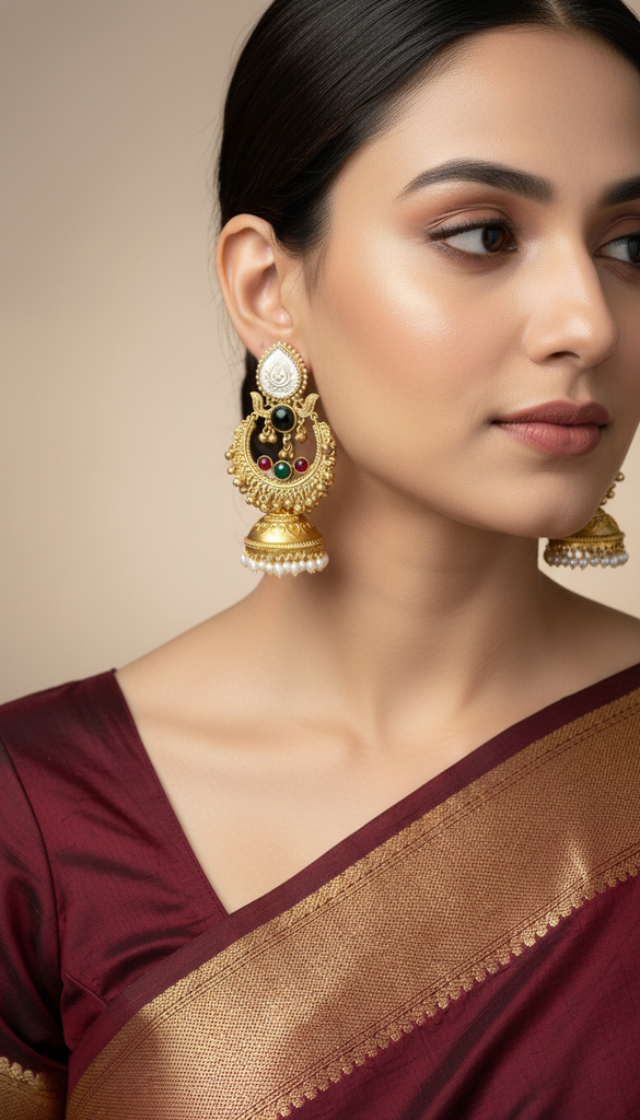 Traditional Big Gold Jhumki Earrings