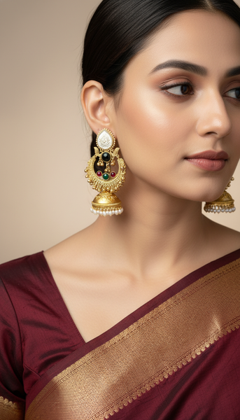 Traditional Big Gold Jhumki Earrings