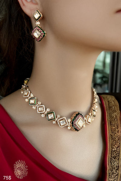 Heritage Meenakari Kundan Fine Necklace Set