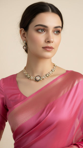 Heritage Meenakari Kundan Fine Necklace Set