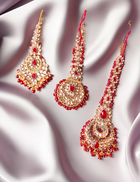 Red Kundan Bridal Tikkas