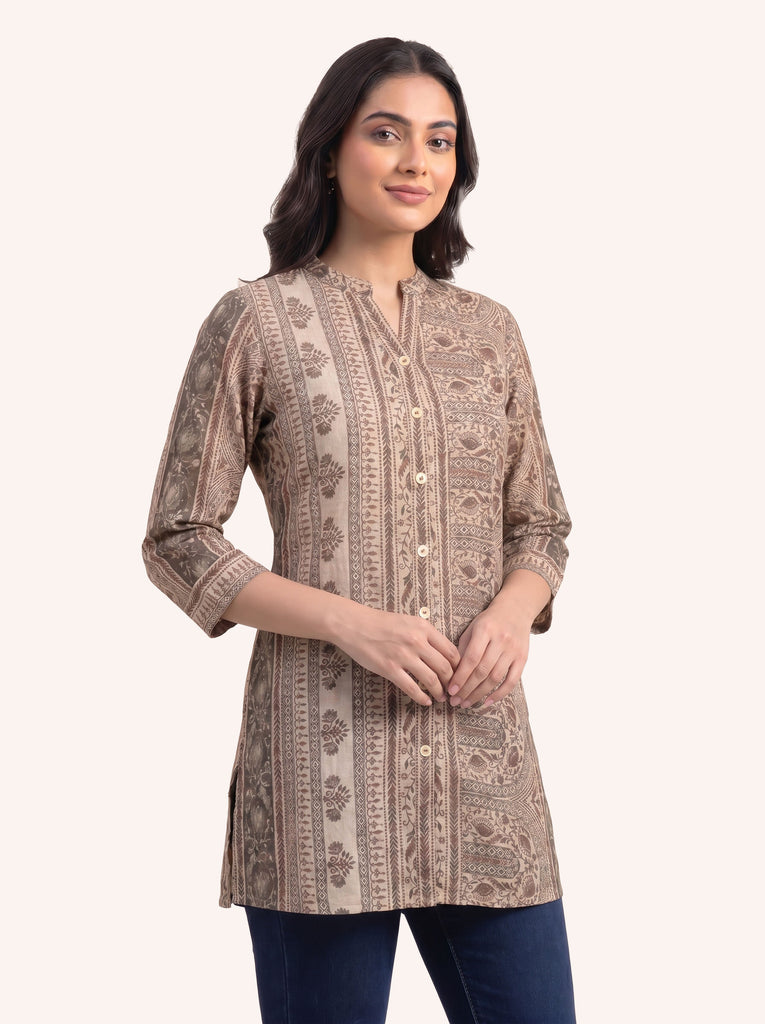 KAYA Mocha Heritage Print Kurti - M/XL/3XL