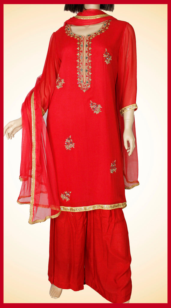 Red Palazzo Suit - L