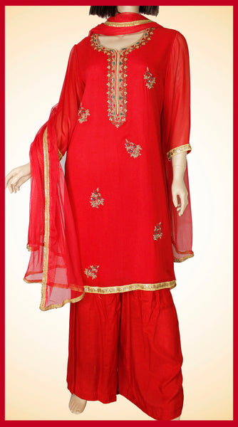 Red Palazzo Suit - L