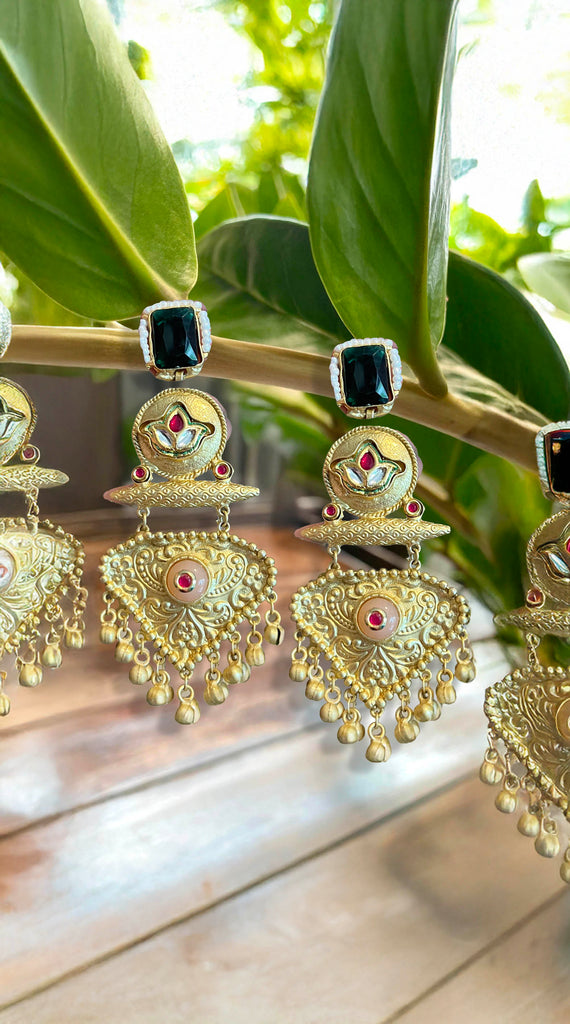 Traditional Gold Indian Drop Earrings