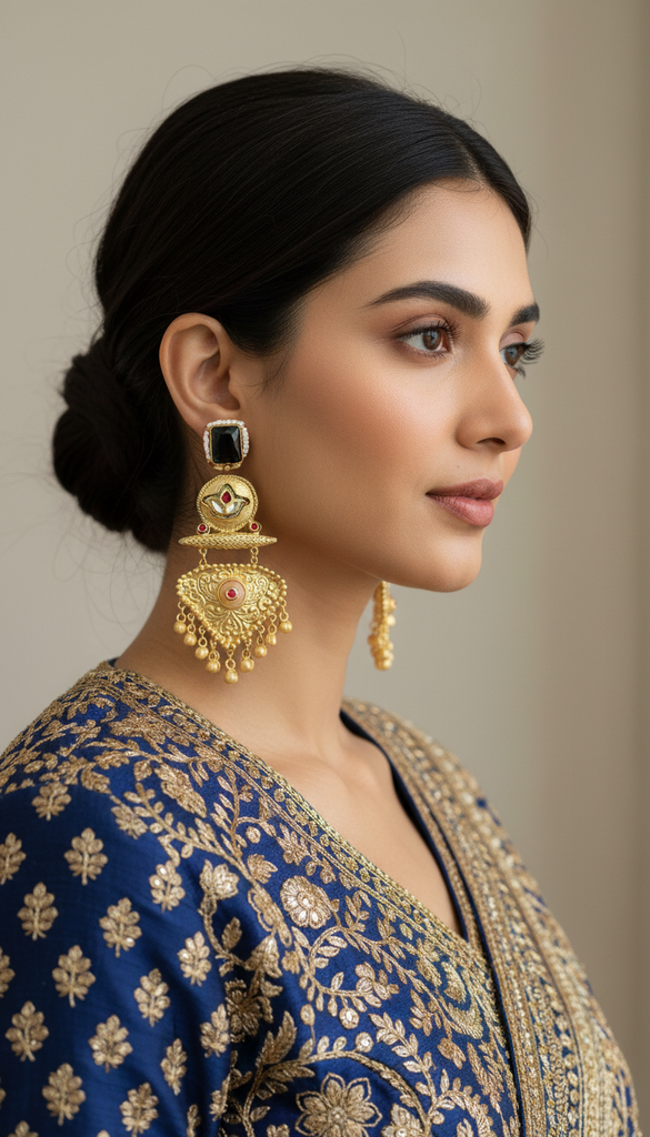 Traditional Gold Indian Drop Earrings