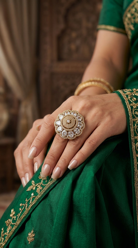 MEERA Fine Zirconia Flower Ring