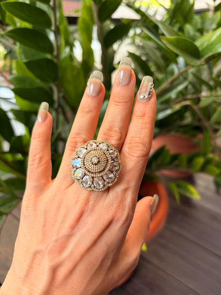 MEERA Fine Zirconia Flower Ring