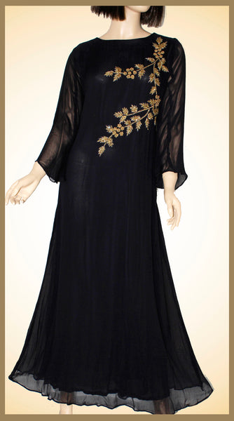 Black Georgette Dress - L