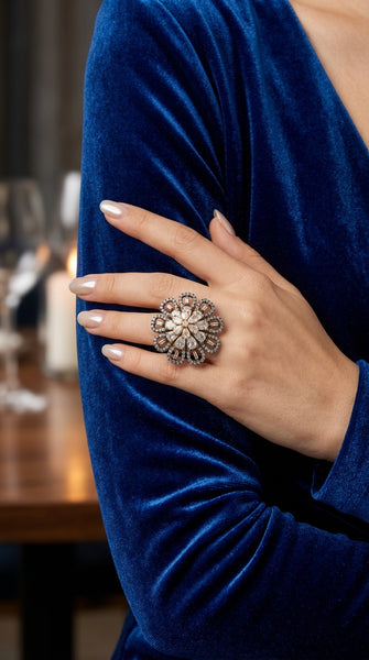 MEERA Fine Zirconia Flower Ring