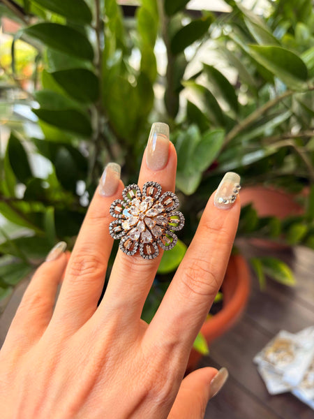 MEERA Fine Zirconia Flower Ring