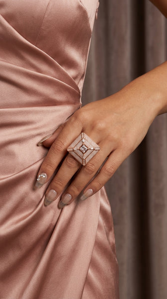 LILY American Diamond Square Rose Gold Ring