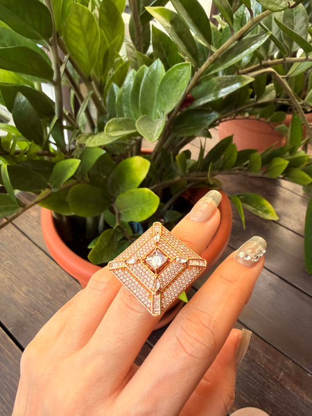 LILY American Diamond Square Rose Gold Ring