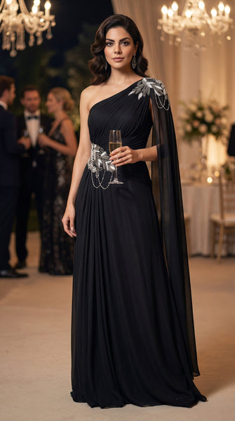 REVA Black Embroidered Gown -M/L