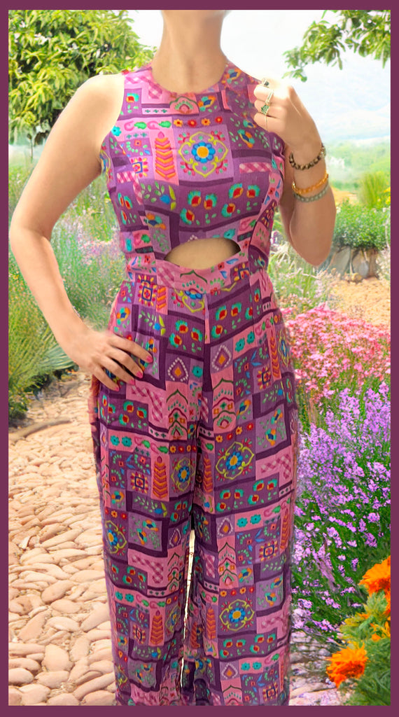 BLOOM Purple Printed Floral Jumpsuit - S/M