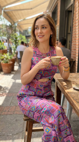 BLOOM Purple Printed Floral Jumpsuit - S/M