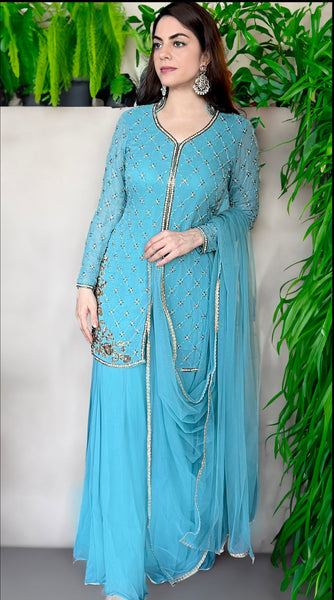 DESI Blue embroidered sharara - M