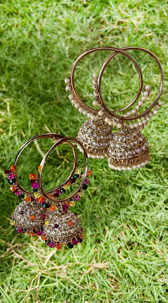 Traditional Antique Stone Jhumki Earrings