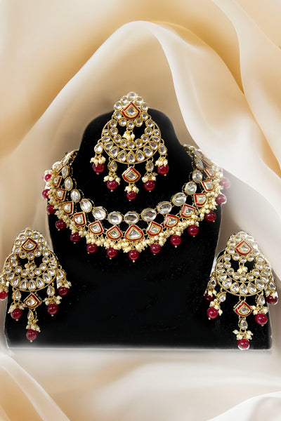 VIVAH Red Kundan Necklace Set