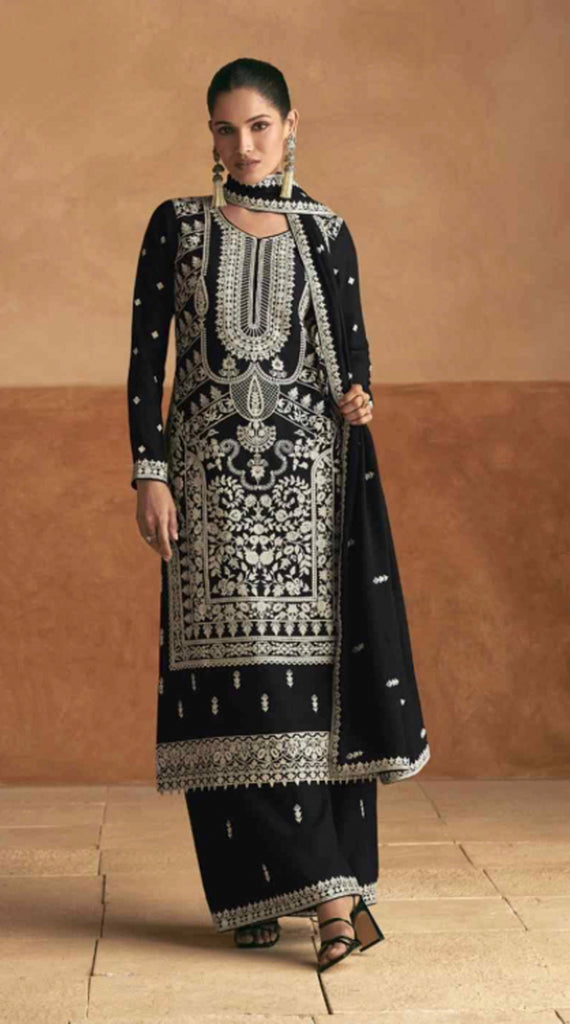 ZARA Black and White Embroidered Suit - L/XL