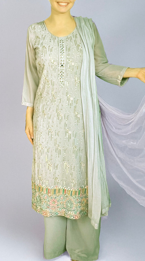 Pista Green Light Embroidered Suit - XL