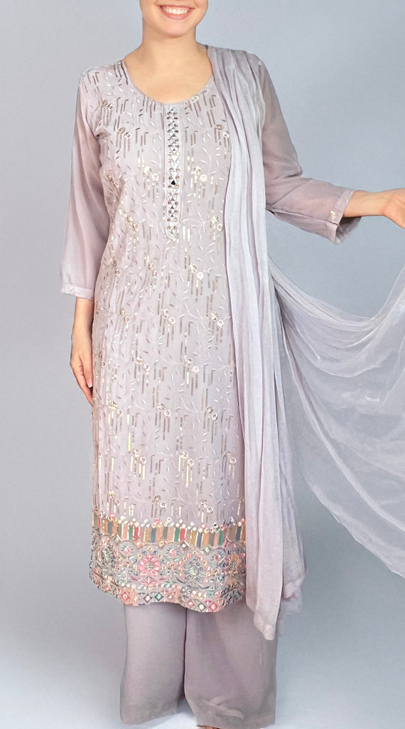 Lilac Light Embroidered Suit - L