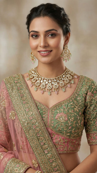 KIARA Uncut Polki Kundan Bridal Necklace Set - 5 Shades