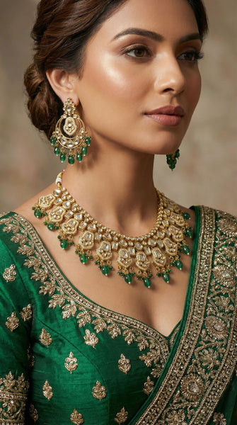 KIARA Uncut Polki Kundan Bridal Necklace Set - 5 Shades