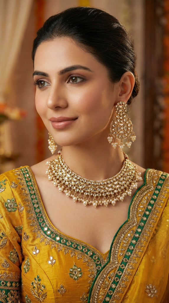 KIARA Uncut Polki Kundan Fine Necklace Set