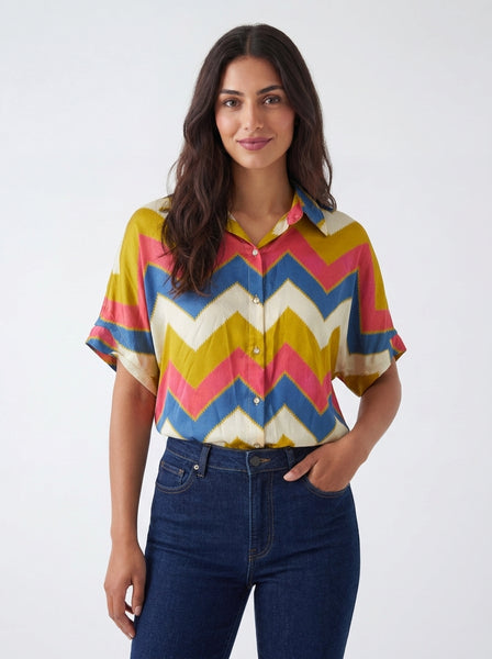 ZEN The Easy Chevron Shirt - Mustard, Coral, Purple