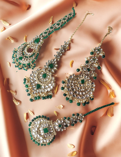 Green Kundan Bridal Tikkas