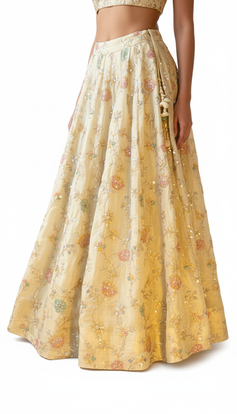 Cream Emberoidered Skirt