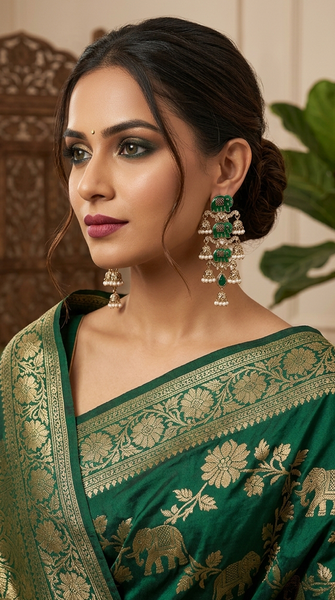 SAFARI Elephant Stack Enamel Earrings - Green