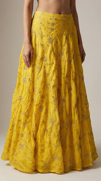 Yellow Emberoidered Skirt