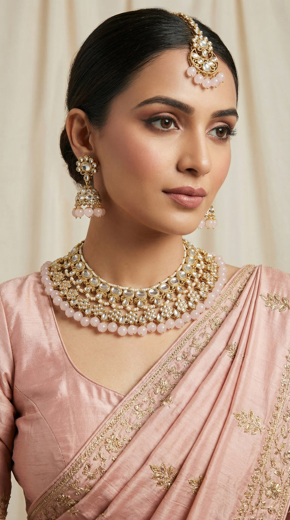 VIVAH Bridal Pink Kundan Necklace Set