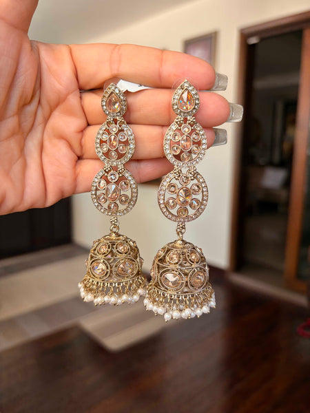 MEERA Antique Leaf Jhumki Earrings