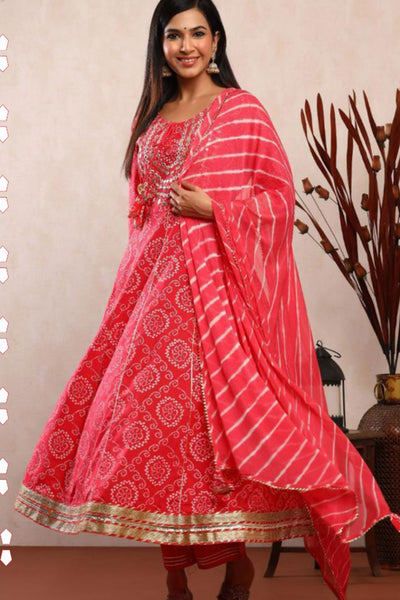 Bandhani Anarkali in 3 Shades -L-XL-XXL