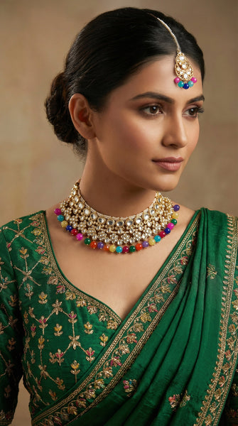 Multi-Coloured Kundan Necklace Set