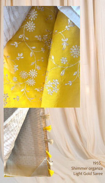 Gold and Yellow Tissue Silk Saree