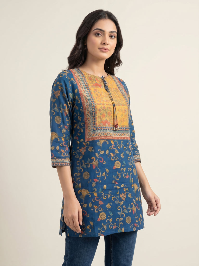 KAYA Royal Teal Heritage Kurti - 2XL