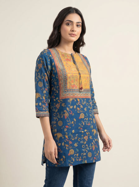 KAYA Royal Teal Heritage Kurti - 2XL