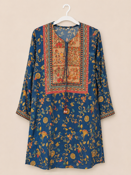 KAYA Royal Teal Heritage Kurti - 2XL