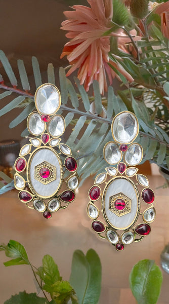 Polki Kundan Coloured Stone Earrings - 4 Shades