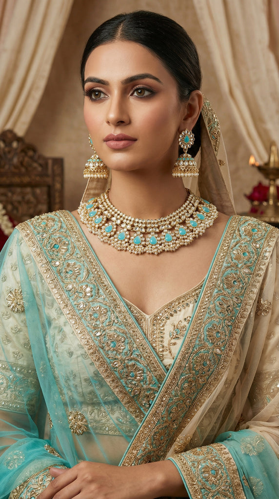 VIVAH Blue Kundan Necklace Set