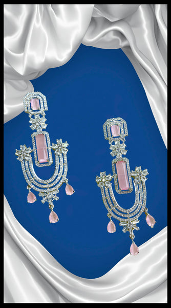 ZARA Victorian AD Earrings - Navy Blue, Pink & Red